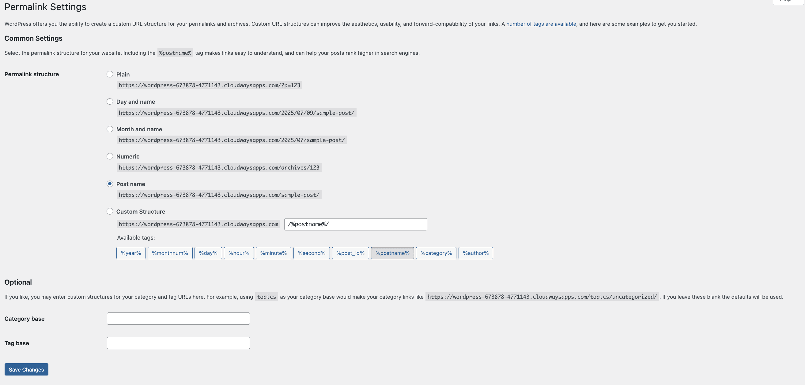 Permalink settings